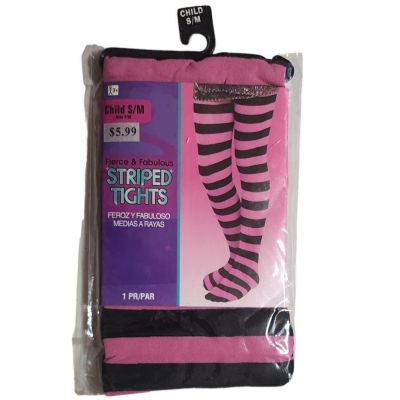 amscan Kid's Striped Tights - Medium/Large, Black/Pink - 1 Pc.